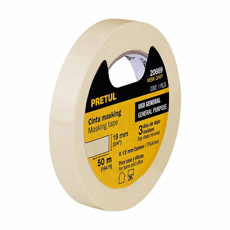 Cinta Masking Tape 3/4 Msk-3/4P Pretul: Ideal para trabajos de pintura