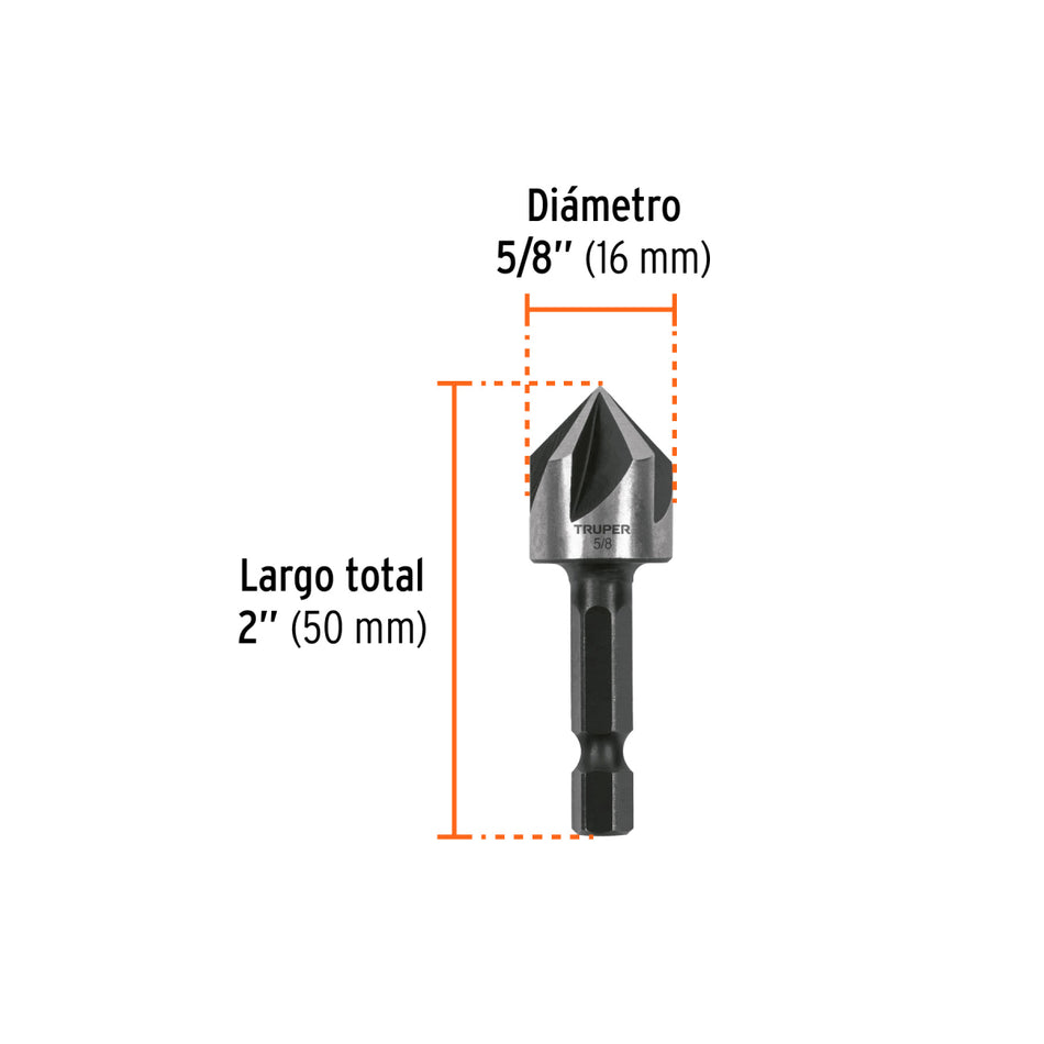 Avellanador Hss Cambio Rápido 5/8', AV-5/8, Truper