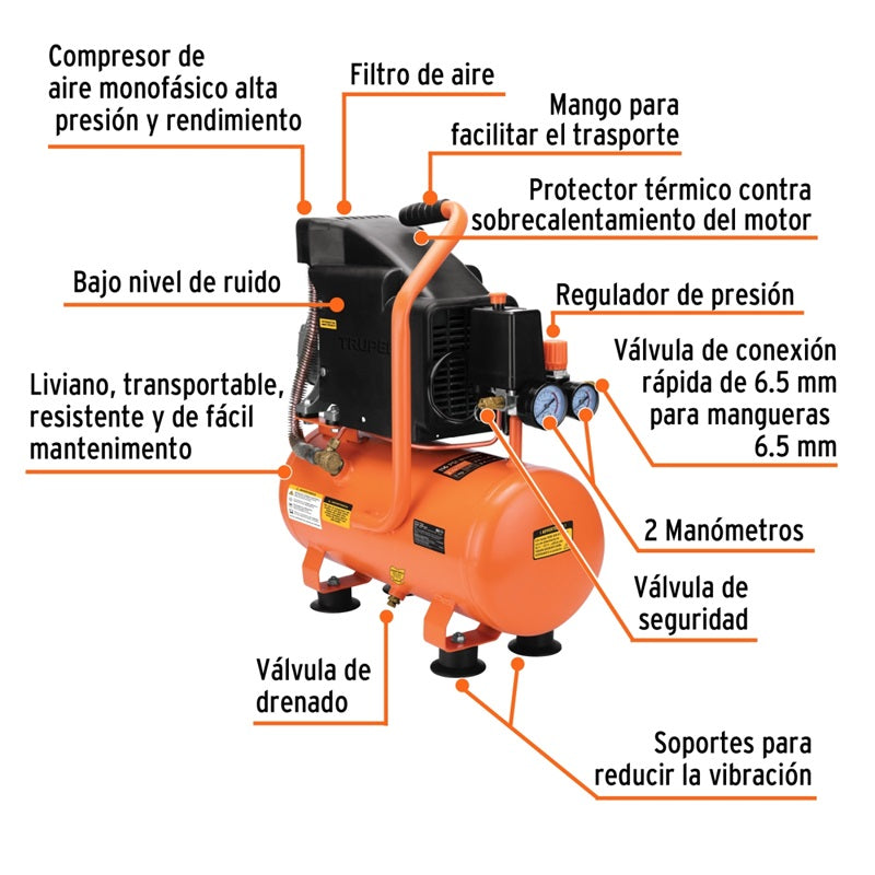 Compresor Horizontal 10L Comp-10L2 2Hp Truper