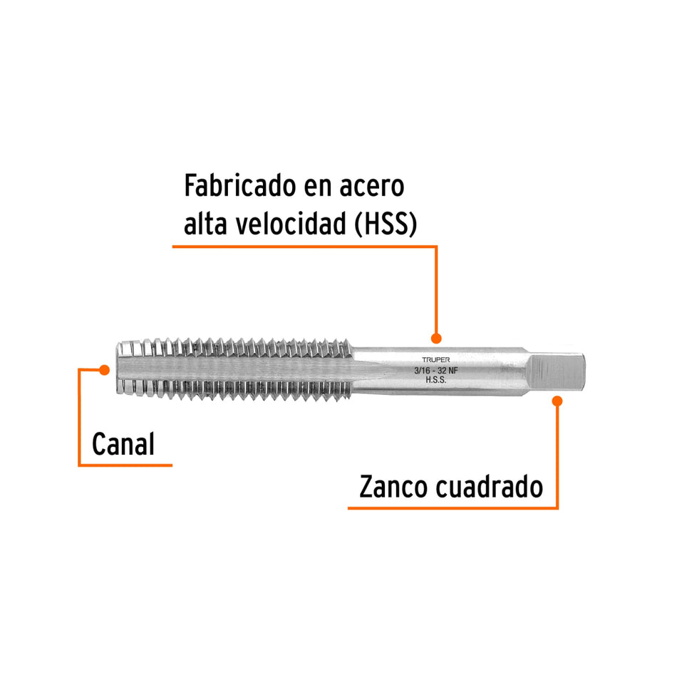 Machuelo Semiconico Mt-3/16X32 Truper Caja C/5 Piezas