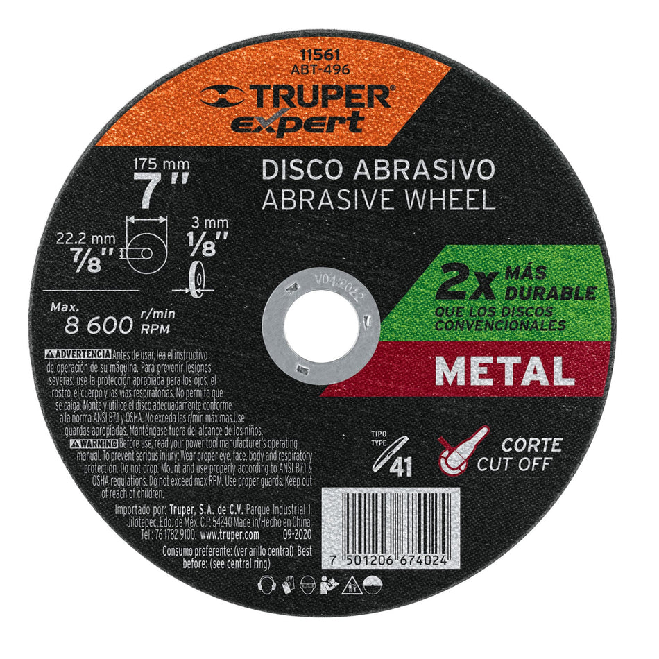 Disco C/Metal 1/8X7" A.Rend Abt-496 Truper