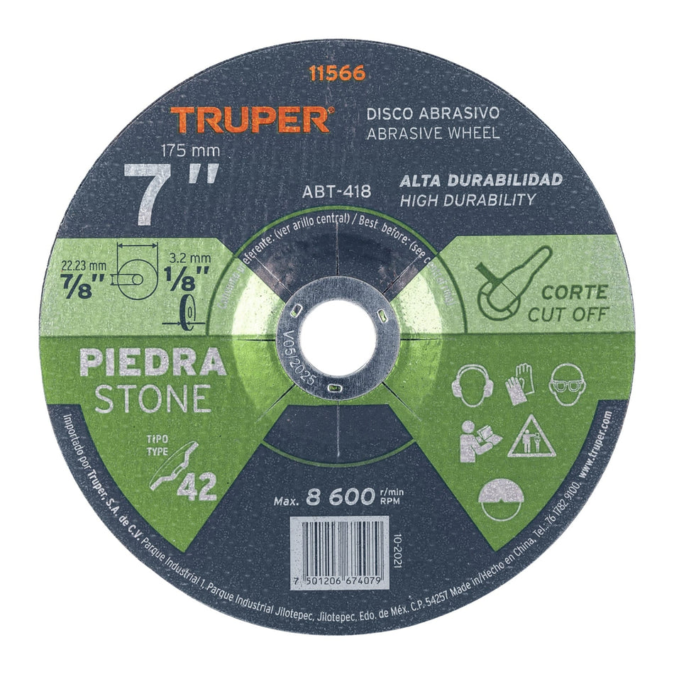 Disco C/Piedra 1/8X7"A. Rend Abt-418 Truper