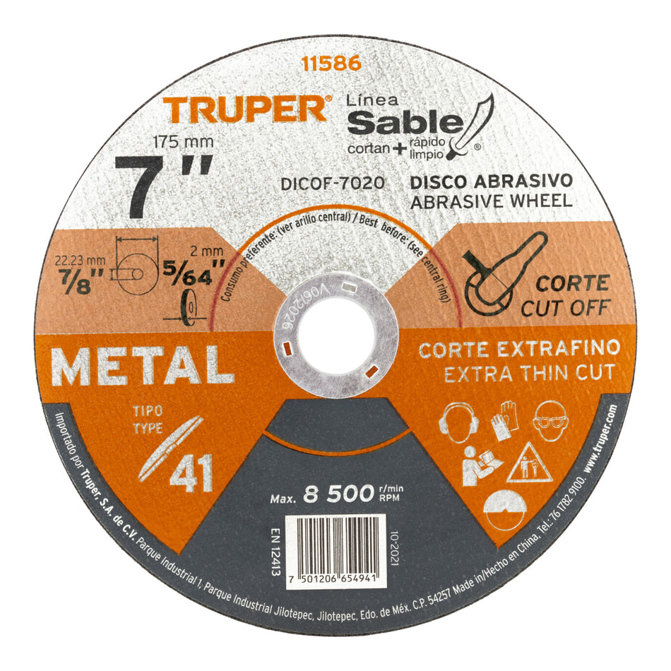 Disco Corte E.F. 7" 2Mm. Dicof-7020 Truper