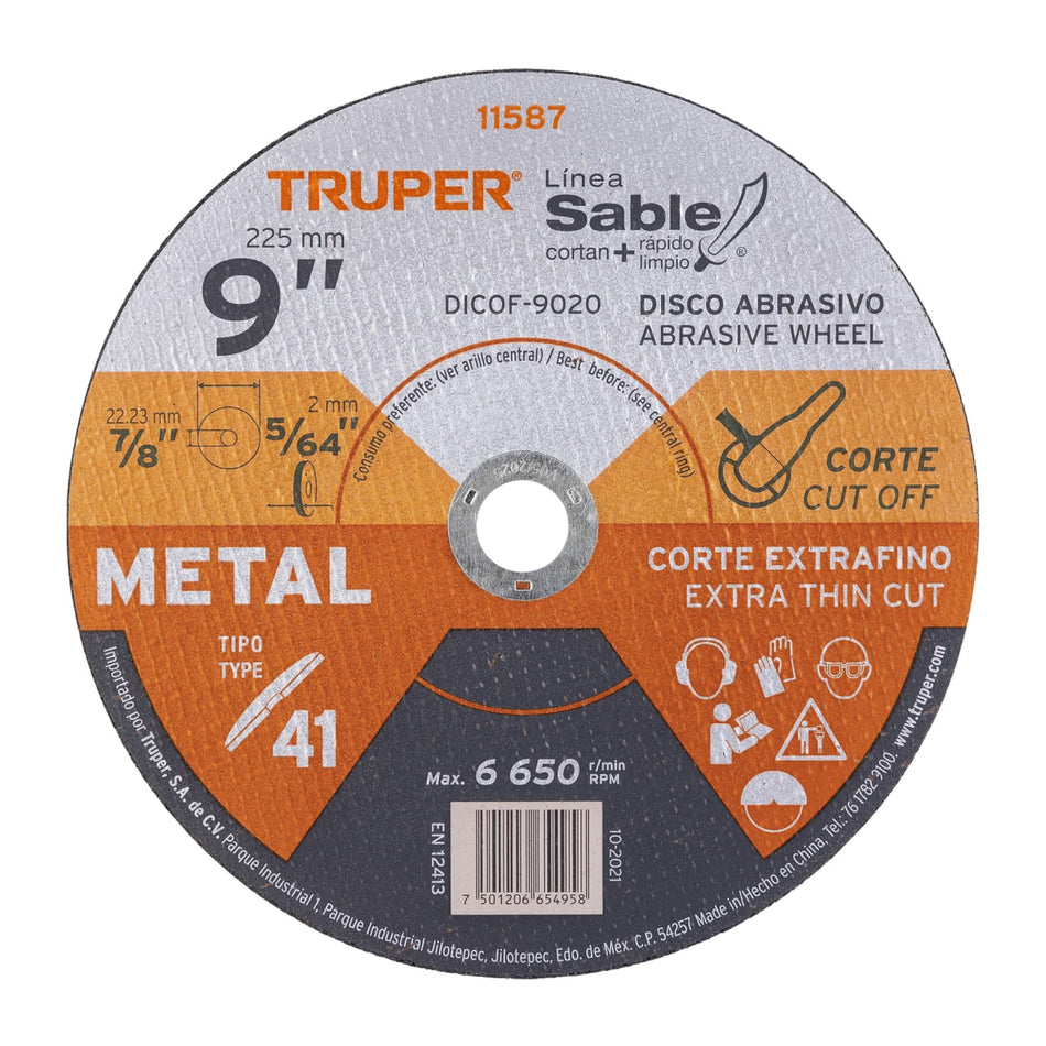 Disco Corte E.F. Metal 9" Dicof-9020 Truper