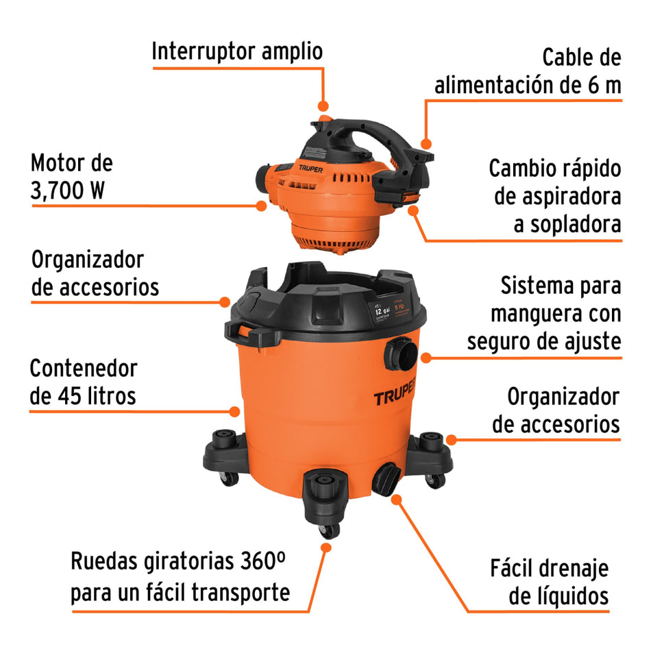 Aspiradora 12 Galones Asp-12S Truper