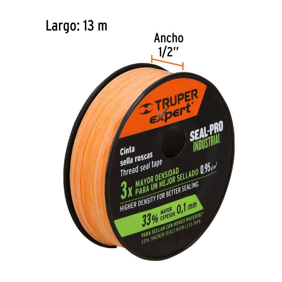 Cinta Teflón 1/2" X 13Mt Industrial Ctf-1/2X13X 10 Piezas Truper