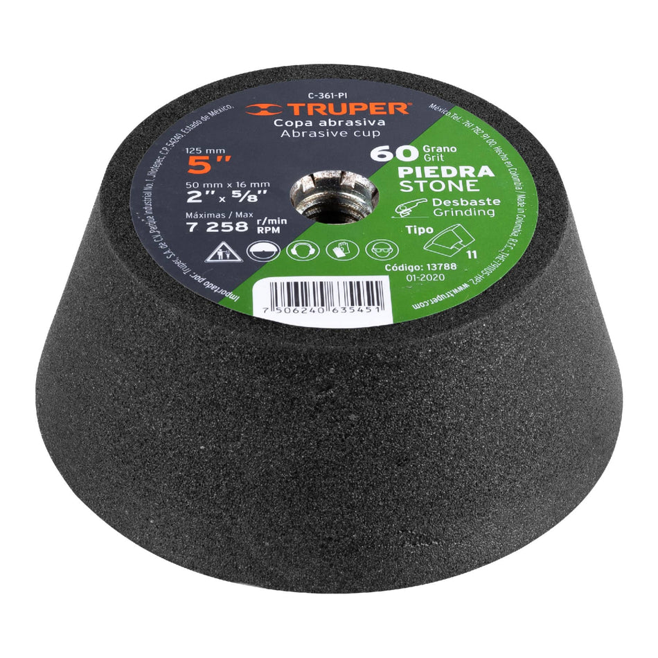 Copa P/Desbaste 5" G60 5/8"C-361-Pi Truper