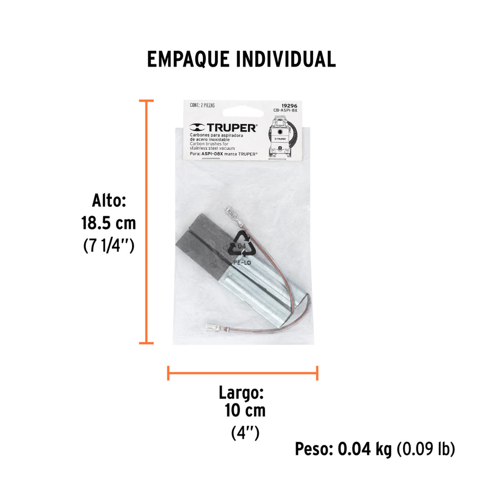 Bolsa Con 2 Carbones De Repuesto Para Aspi-08X, CB-ASPI-8X, Truper