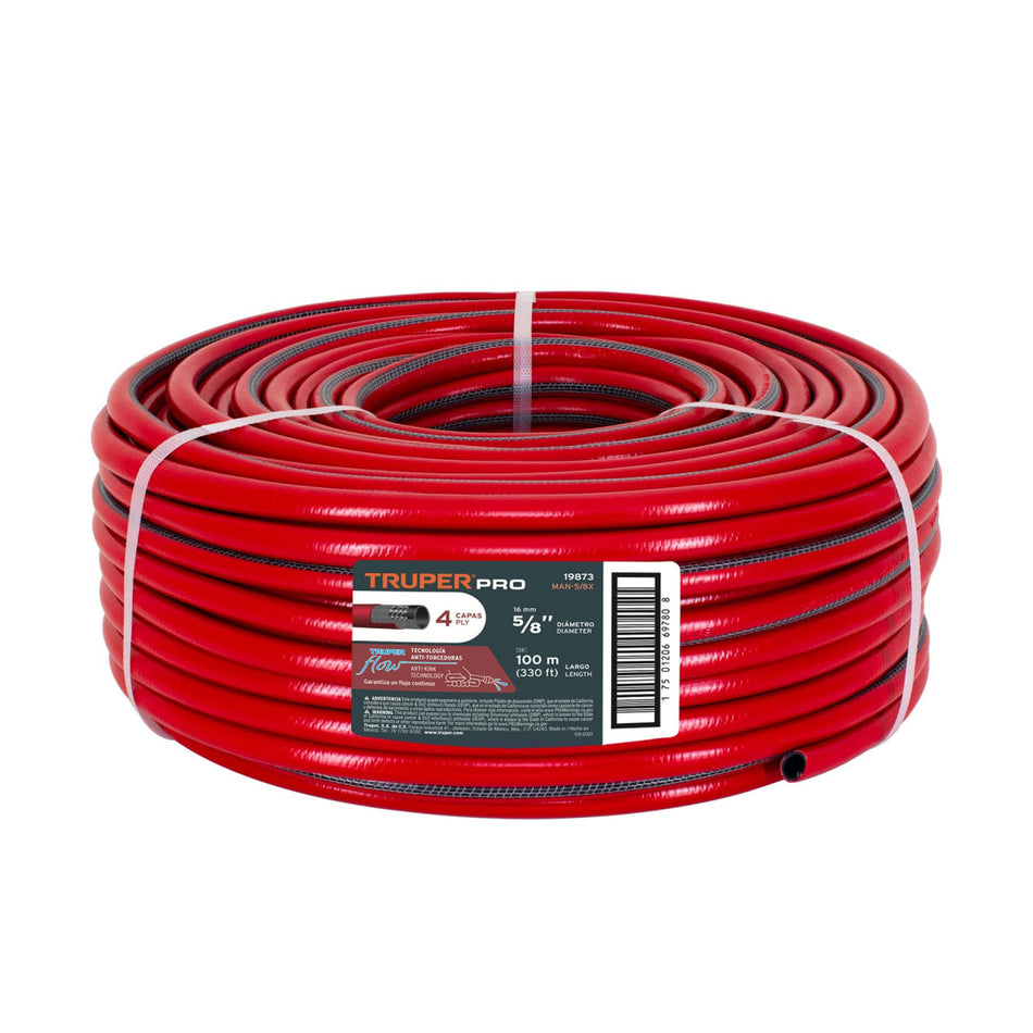 Manguera 5/8 4 Capas Ref Man-5/8X Truper Rollo de 100 Metros