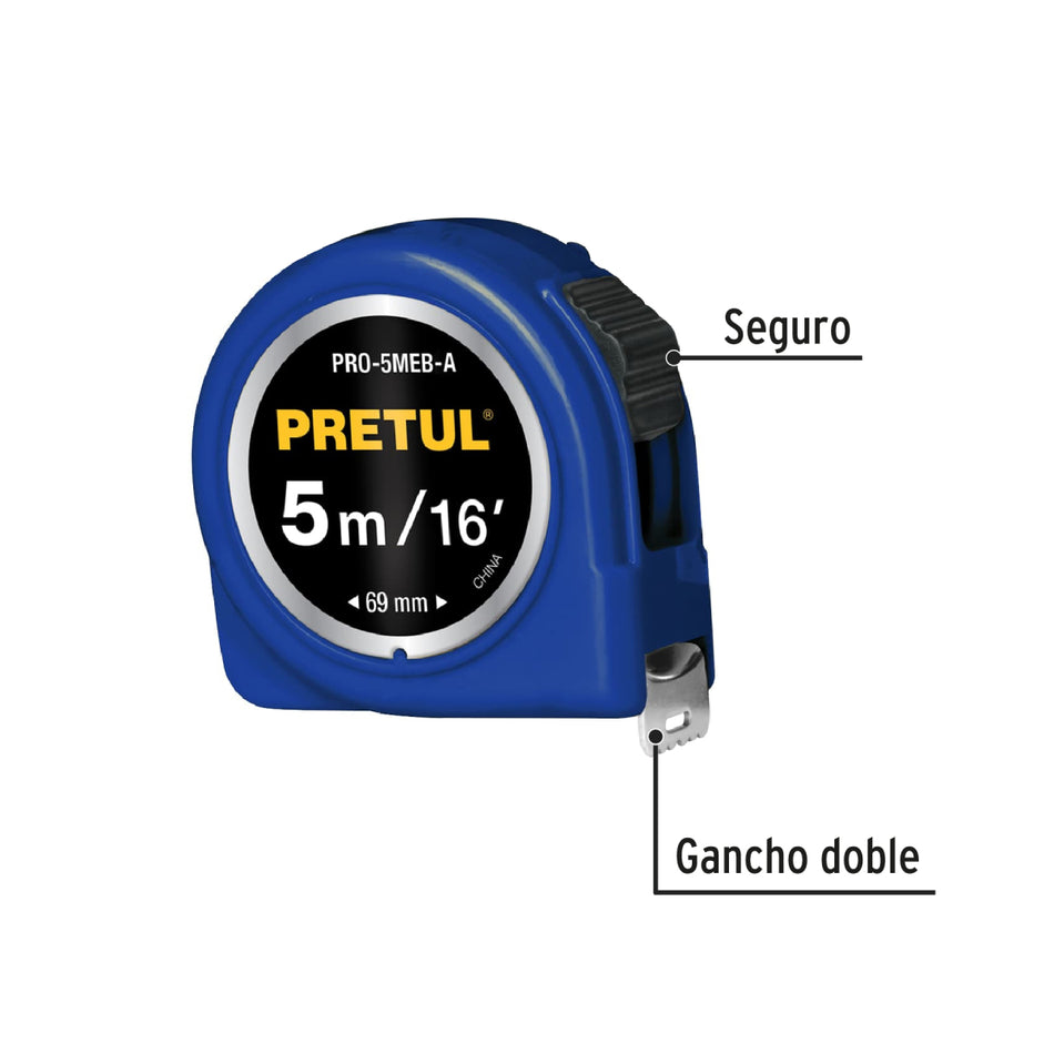 Flexometro Azul 5M Pro-5Meb-A Pretul
