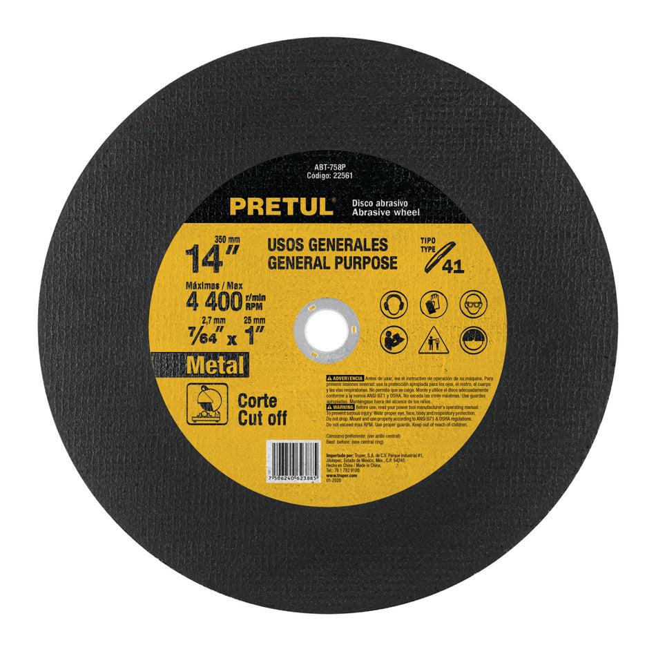 Disco De Corte Metal Abt-758P 14" Pretul