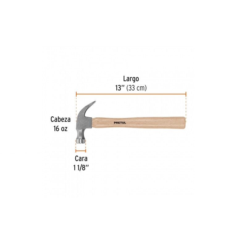 Martillo De Uña Curva 16 Oz Mp-16 Pretul