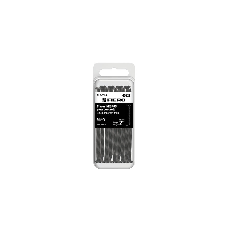 Blíster Con 20 Clavos Negros Para Concreto 2', CLC-2NA, Fiero