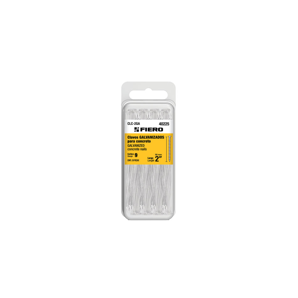 Blíster Con 20 Clavos Galvanizados Para Concreto 2', CLC-2GA, Fiero