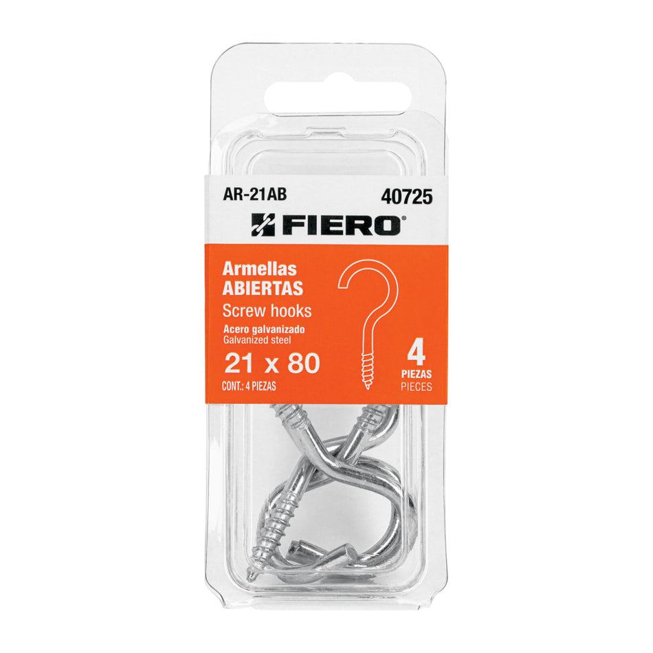 Blíster Con 4 Armellas Abiertas De 21 X 80, AR-21AB, Fiero