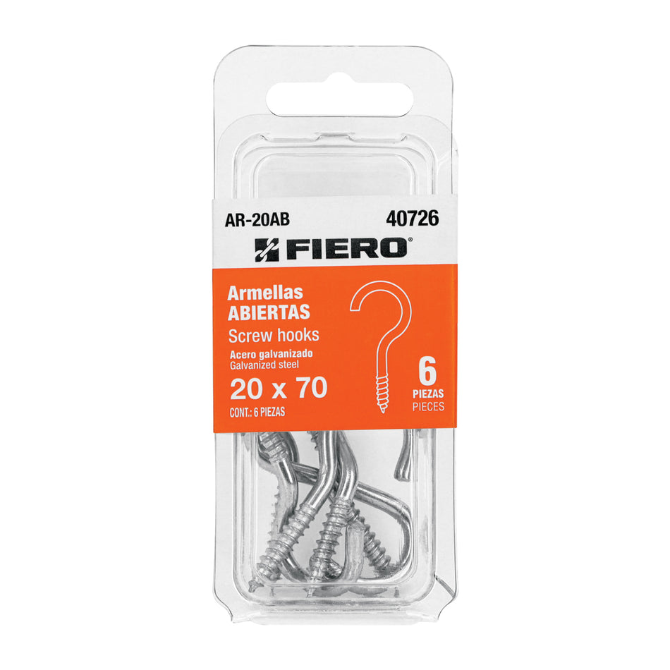 Blíster Con 6 Armellas Abiertas De 20 X 70, AR-20AB, Fiero