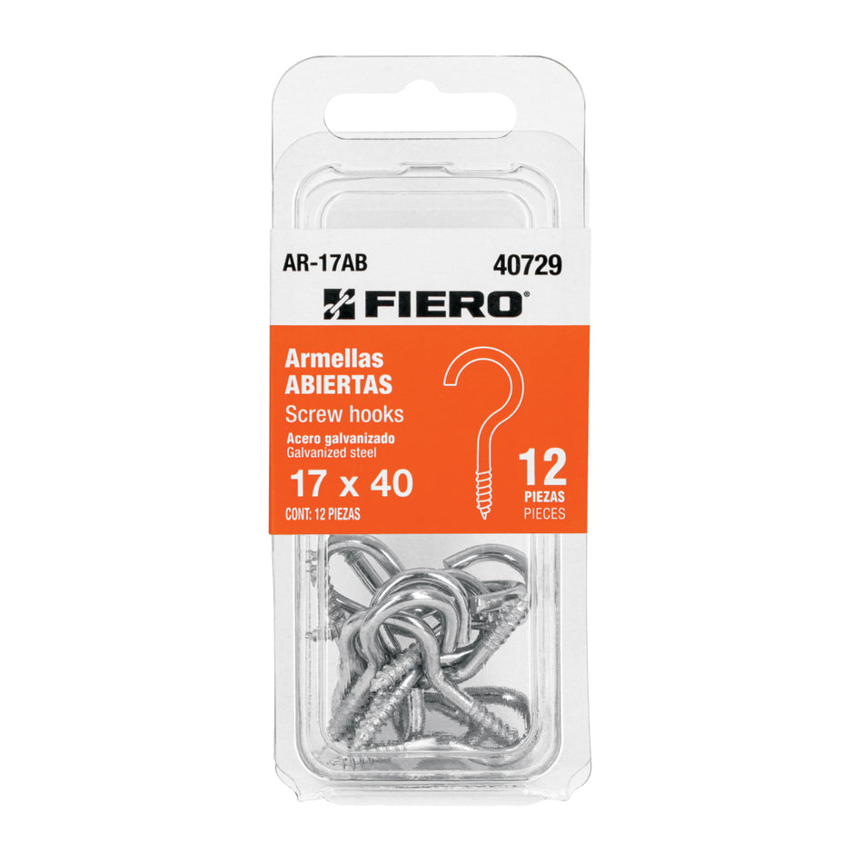 Blíster Con 12 Armellas Abiertas De 17 X 40, AR-17AB, Fiero