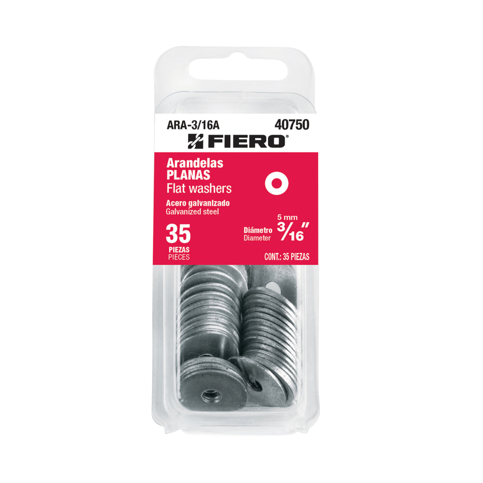 Blíster Con 35 Arandelas Planas De 3/16', ARA-3/16A, Fiero