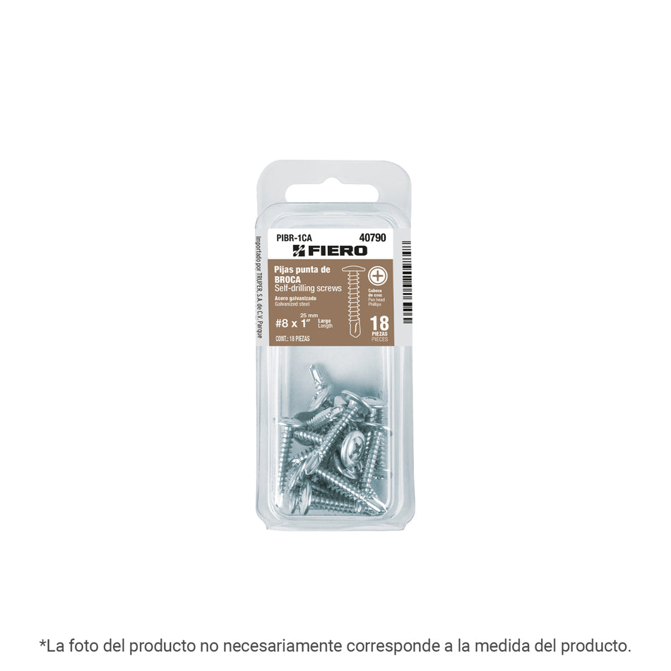 Blíster Con 10 Pijas Cabeza Cruz, Punta Broca 2', PIBR-2CA, Fiero