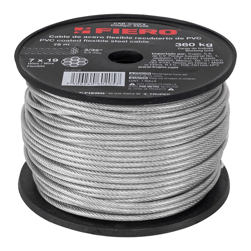 Cable De Acero 3/32" Flex Cab-3/32Fx Fiero (Rollo de 75 mts)