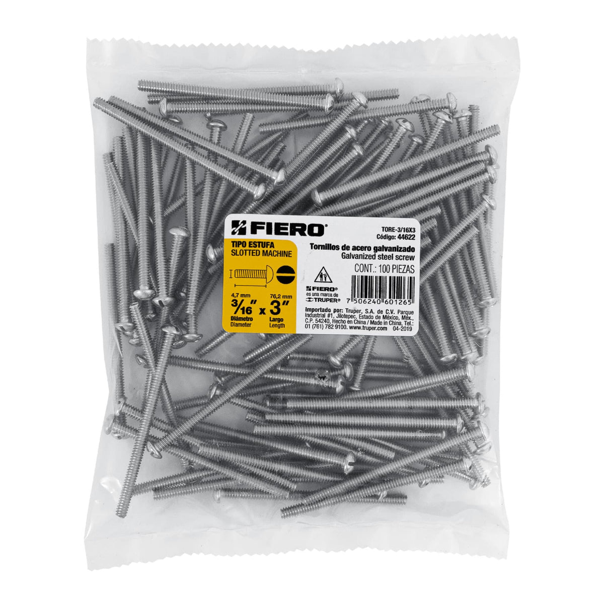 16x3 Tornillo Estufa Galvanizado Tore-3/16X3 Fiero: Resistente y Duradero ...