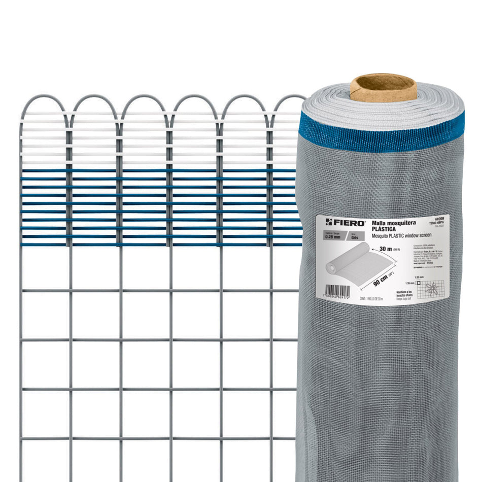 Tela Mosco Plastica Gris .90 Temo-09Pg Fiero