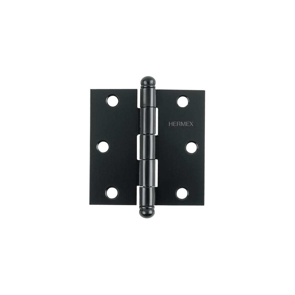 Bisagra Cuadrada 3', Negro Mate, Cabeza Redonda, 10 Piezas BC-306R, Hermex