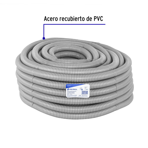 Tubo Flexible Recubierto De Pvc 1"Tfr-1 50 Metros Volteck