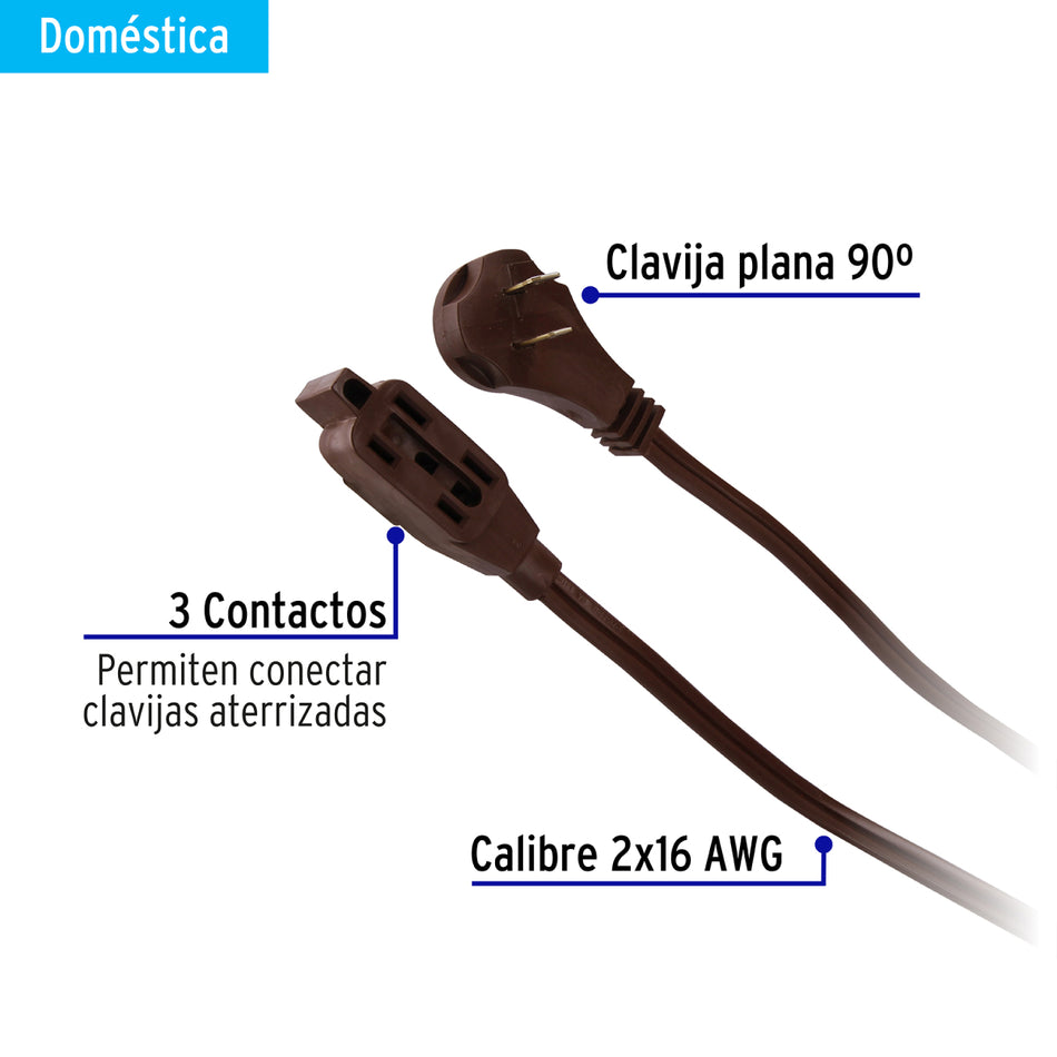 Extensión Eléctrico Domestica 6M Cafe Ed-6C Volteck