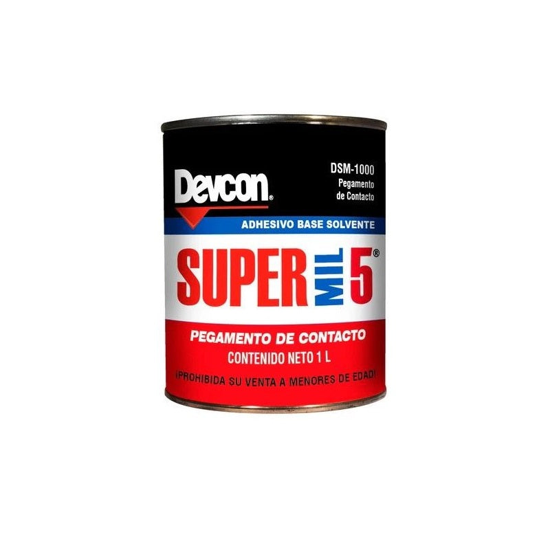 Pegamento Contacto Super Mil 5 Dsm-1000, Lata de  1 litro Devcon