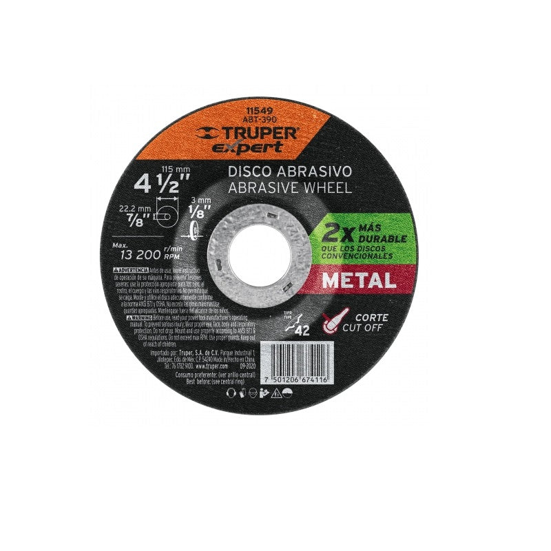 Disco C/Metal 1/8X4/2"A.Rend Abt-390 Truper