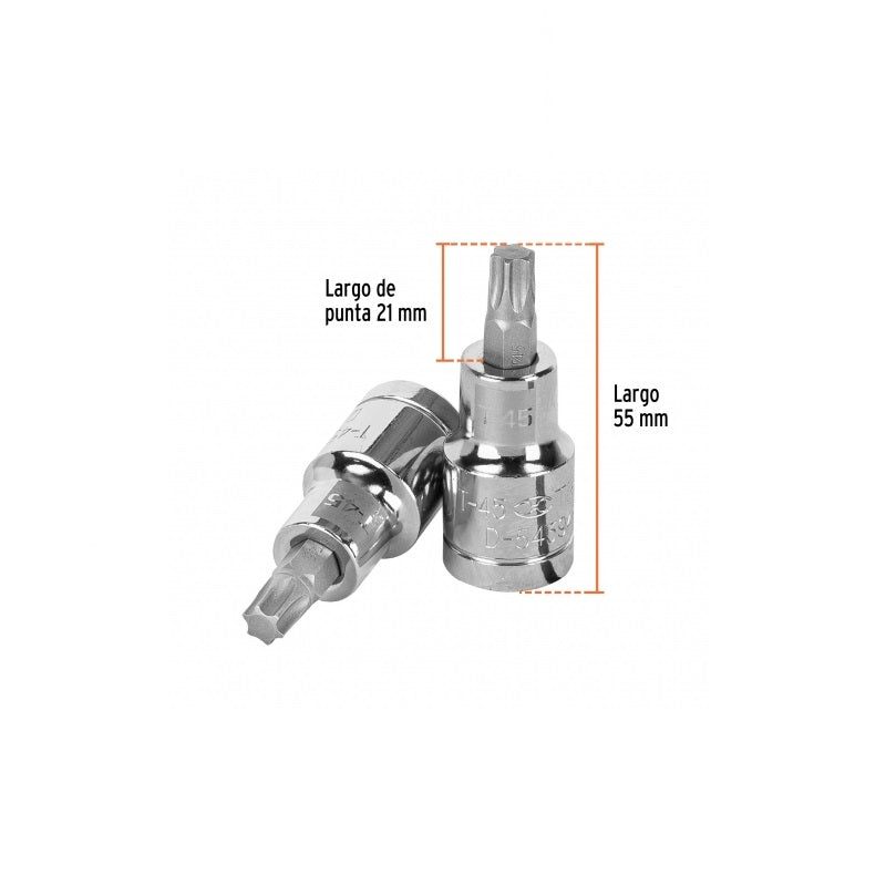 Dado Cuadro 1/2" Punta Torx D-543945W Truper