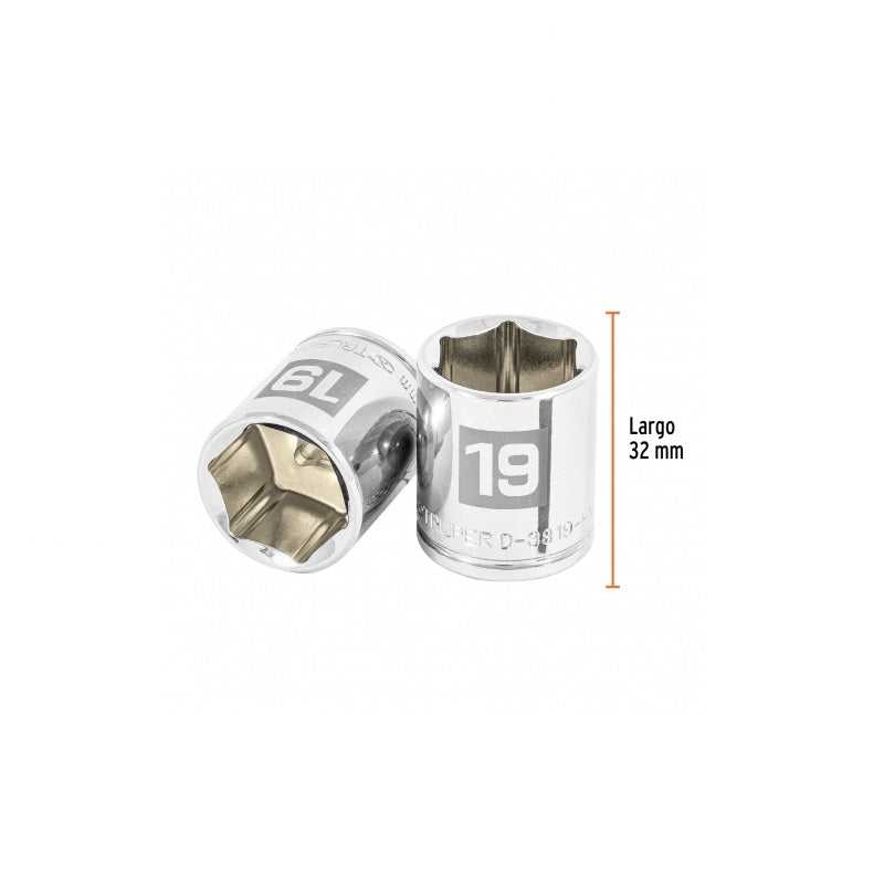 Dado Cuadro 3/8"Hex.Met. 19Mm D-3819-Hm Truper