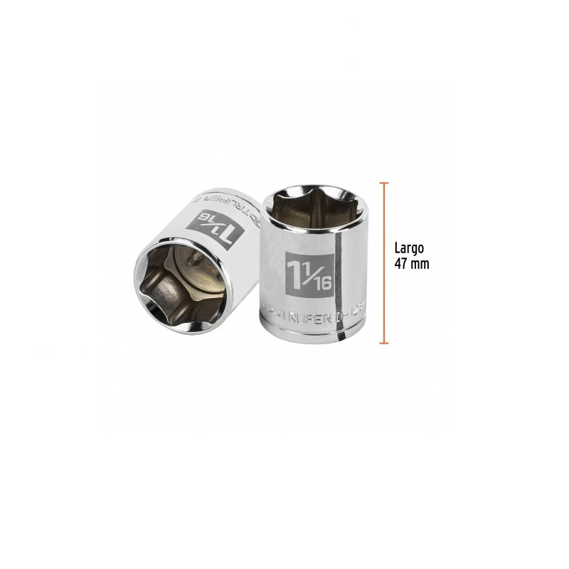 Dado Cuadro 1/2"Hex.Std 1-1/16"D-1234-H Truper