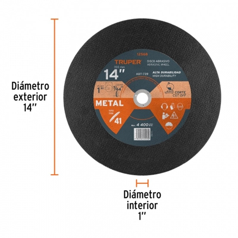 Disco C/Metal 2.8Mmx14" U/Gral.Abt-739 Truper