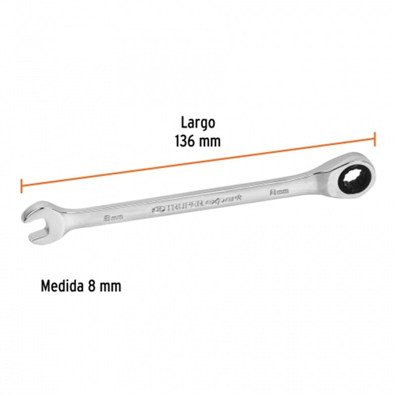 Llave Combinada 8Mm C/Matraca Ll-1208Mx