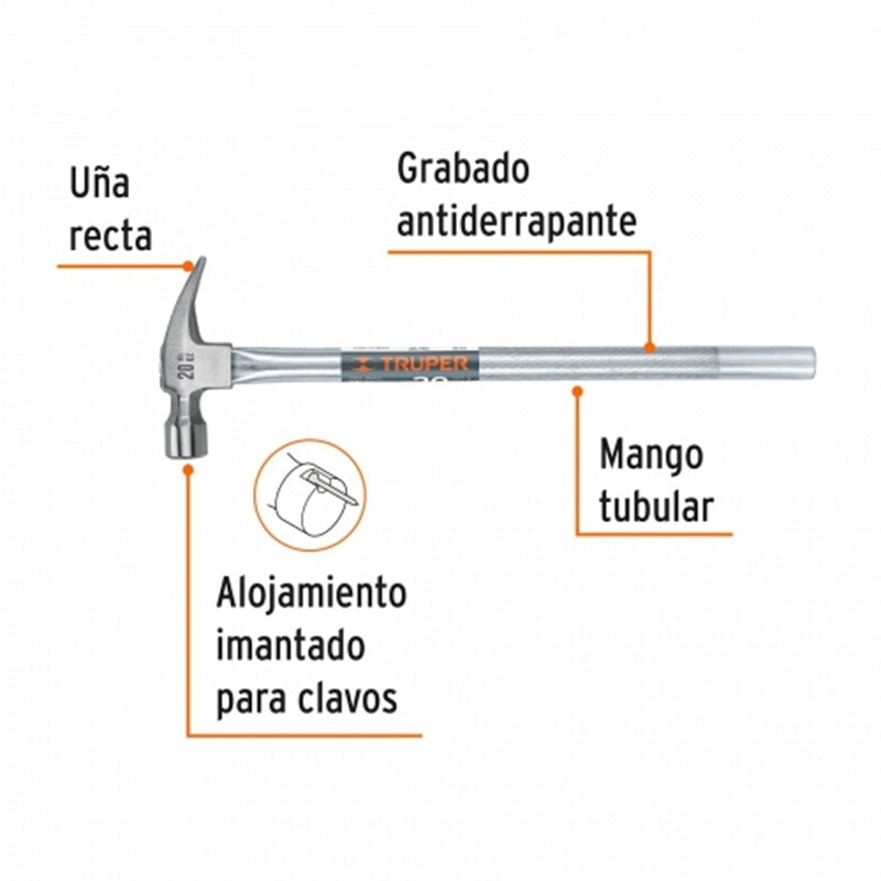 Martillo Uña Recta Mgo/Tub 20 Oz Mtr-20X