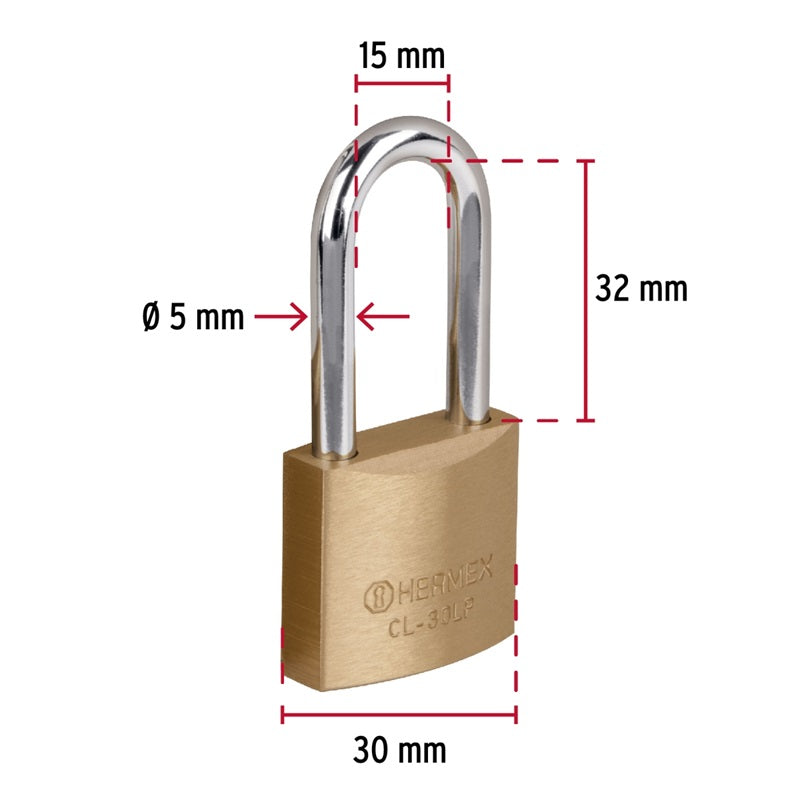 Candado Latón G.L.Cl-30Lp Hermex