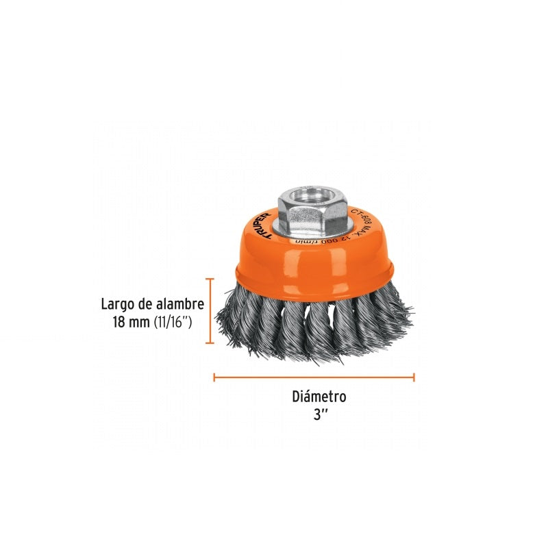 Carda D/Copa Trenzada 3",5/8 Ct-608 Truper