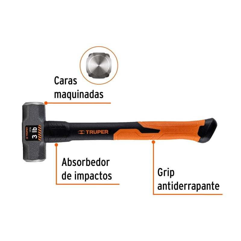 Marro C/Mango Fibra De Vidrio 15" Md-3F Truper