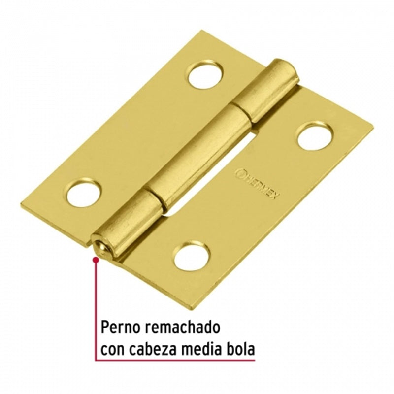 Bisagra Rectangular Latón 11/2" Br-151B Caja con 6 pares