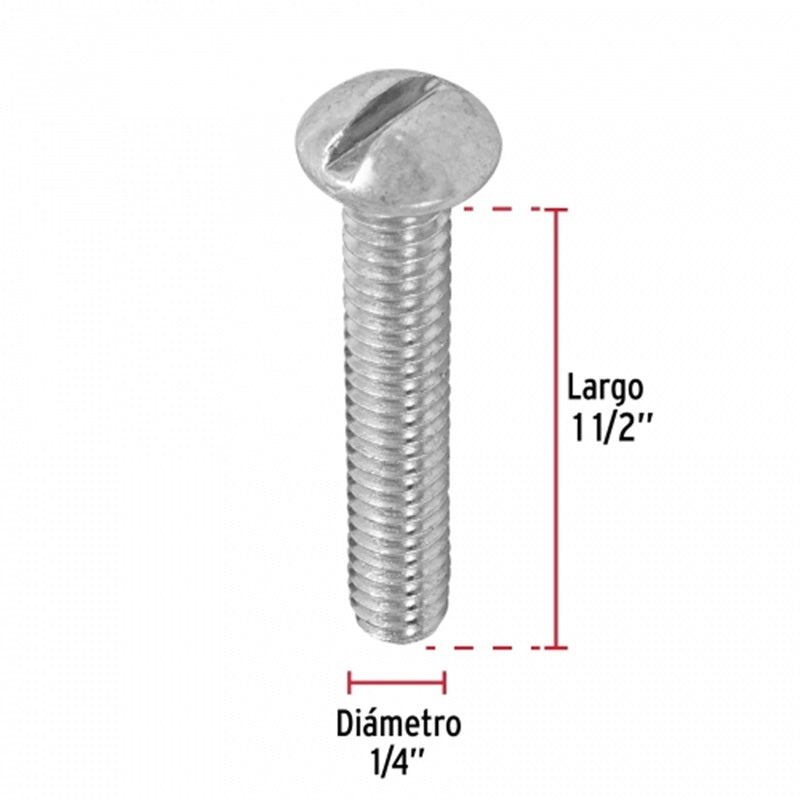 Tornillo Estufa Galv. Tore-1/4X11/2 Fiero Bolsa de 80 Piezas