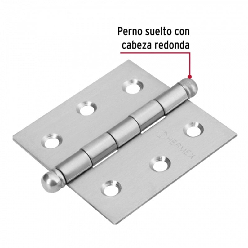 Bisagra Cuadrada 21/2 Acero Inoxidable Bc-254R Hermex Caja de 10 Piezas