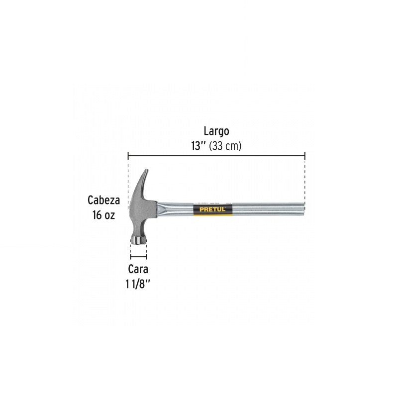 Martillo Tubular Uña Curva Mt-16P Pretul