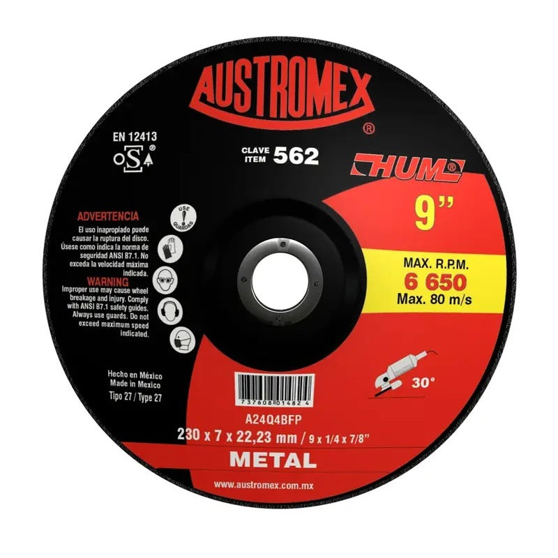 Disco Desb.Metal 9"X1/4 T42 562 Hum Austromex