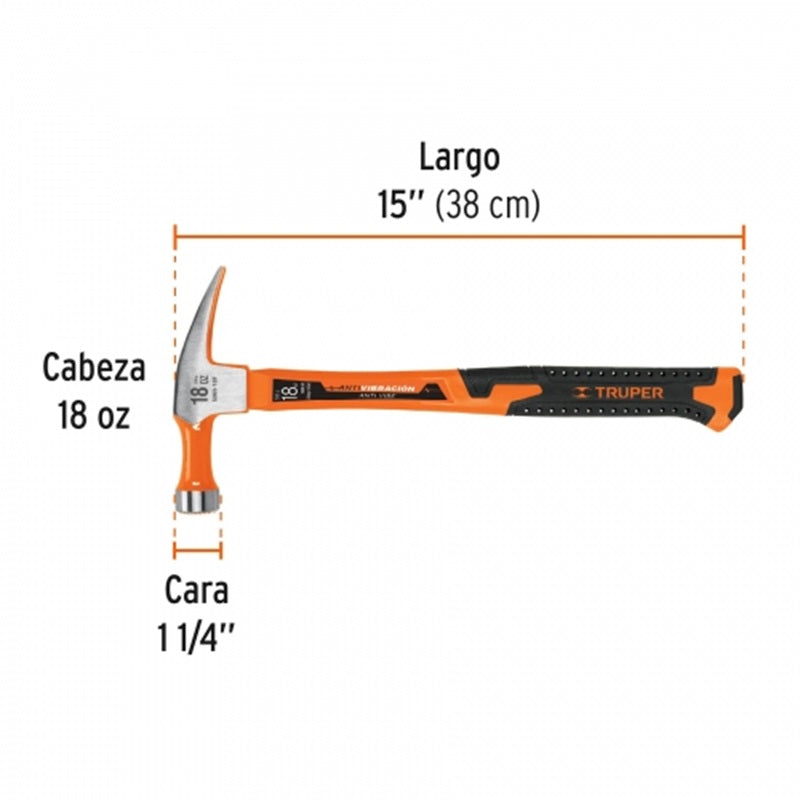 Martillo Uña Recta M/Fibra V Mar-18F Truper