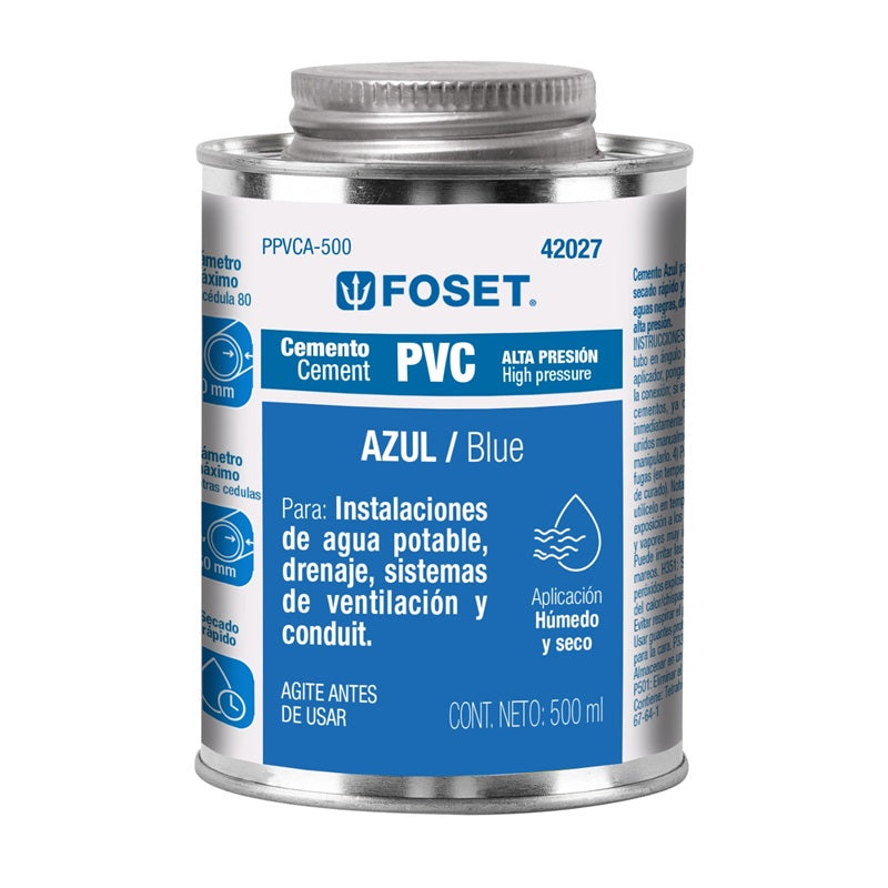 Pegamento P/Pvc Azul 500Ml Ppvca-500 Foset