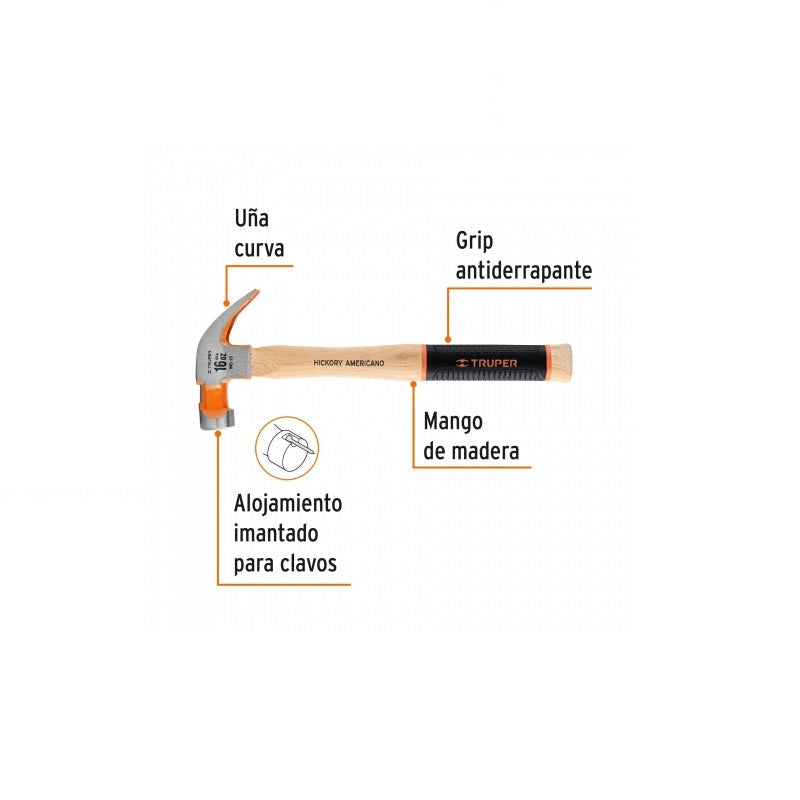 Martillo Uña Curva Pulido Mo-16 Truper