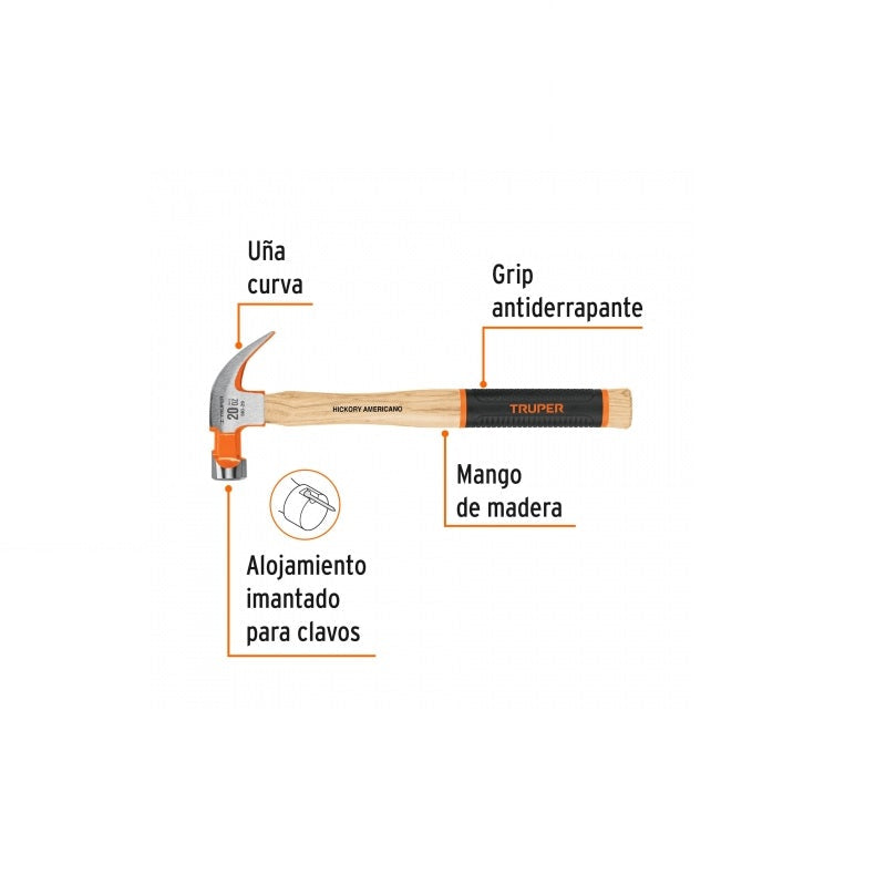 Martillo Uña Curva Pulido Mo-20 Truper