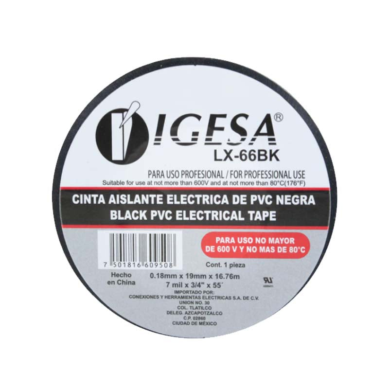 Cinta de Aislar Negra LX-66BX Igesa